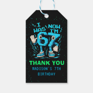Étiquettes-cadeau Six Seven Pixel Meme Kids 7th Birthday Gift Tags