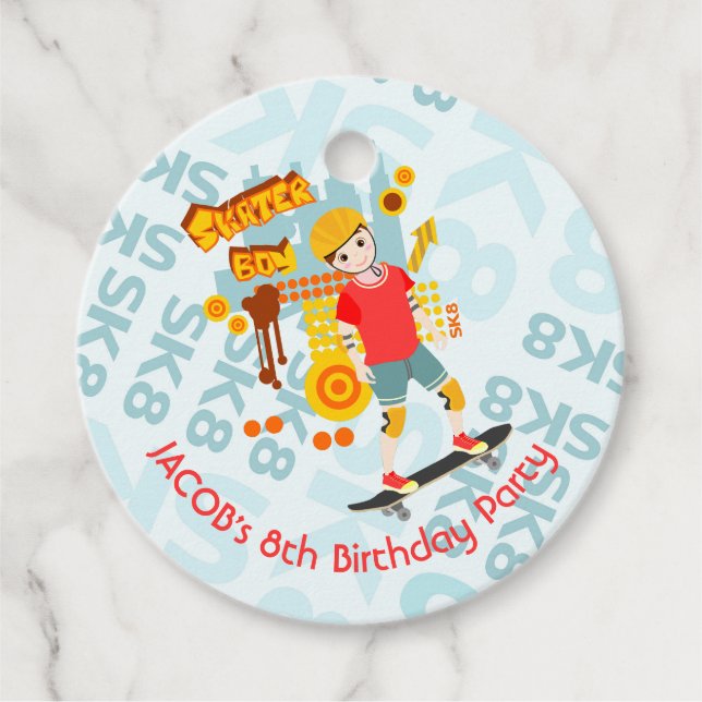 Étiquettes Cadeau Skate Park Fun Boy Fête d'anniversaire (Devant)