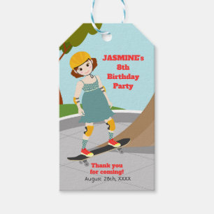 Étiquettes-cadeau Skater Park Fun Girl Birthday Party