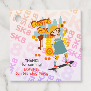 Étiquettes Cadeau Skater Park Fun Girl Birthday Party