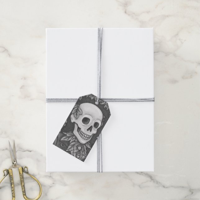 ÉTIQUETTES-CADEAU SKELETON, JEU D'ÉTIQUETTES CADEAUX GOTHIQUE GENTLE (Avec de la ficelle)