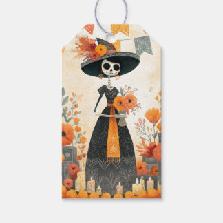 Étiquettes-cadeau Skeleton Lady La Catrina Jour des Morts