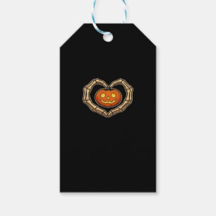 Étiquettes-cadeau Skeleton Mains Coeur avec Citrouille mignon Hall É
