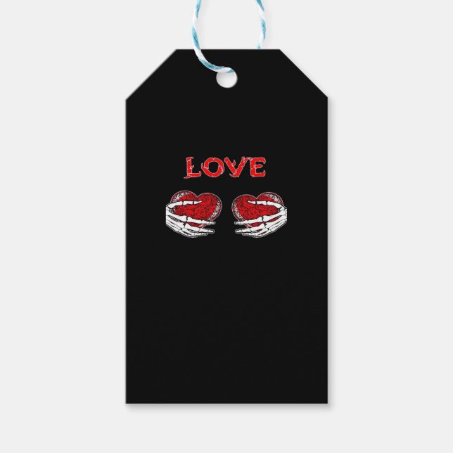 Étiquettes-cadeau Skeleton Mains Coeur Drôle Design (Devant)