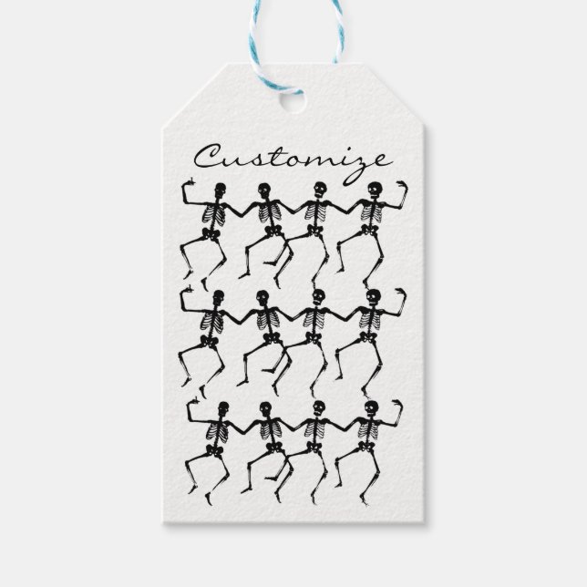 Étiquettes-cadeau Skeletons dansants Halloween Thunder_Cove (Devant)