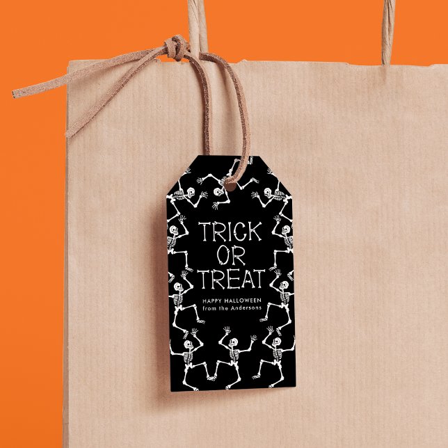 Étiquettes-cadeau Skeletons de danse éffrayante Trick or Treat Hallo (Créateur téléchargé)