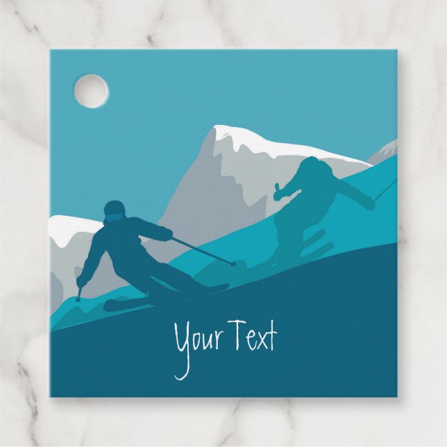 Étiquettes Cadeau Ski alpin personnalisé (Devant)