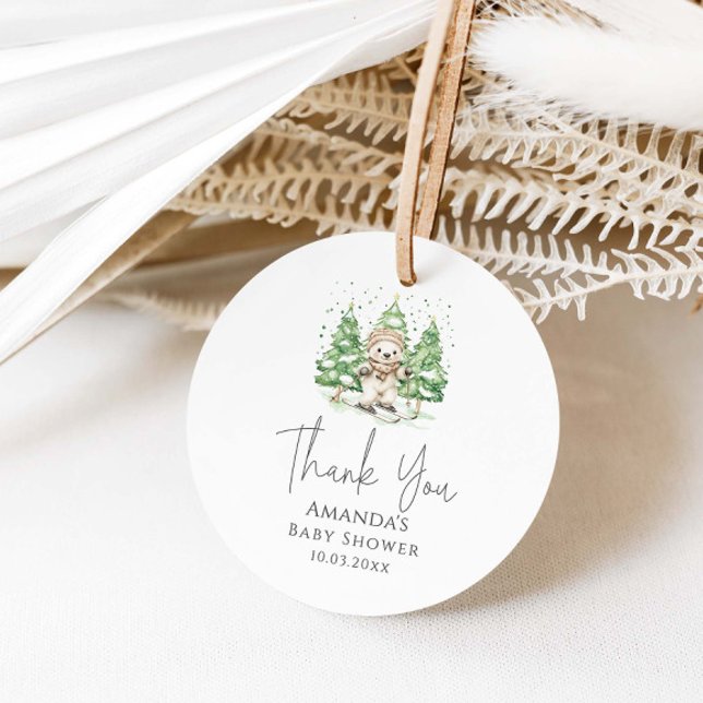 Étiquettes Cadeau Ski dans le Baby shower d'hiver de la parentalité (Créateur téléchargé)