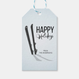 Étiquettes-cadeau Ski d'hiver Happy Holidays Tags cadeaux