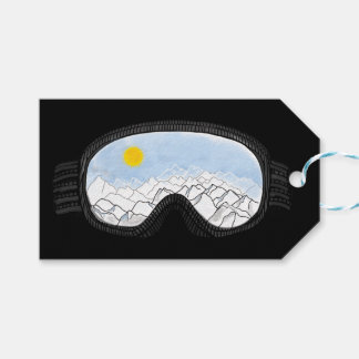 Étiquettes-cadeau Ski Goggles Mountain View Illustration