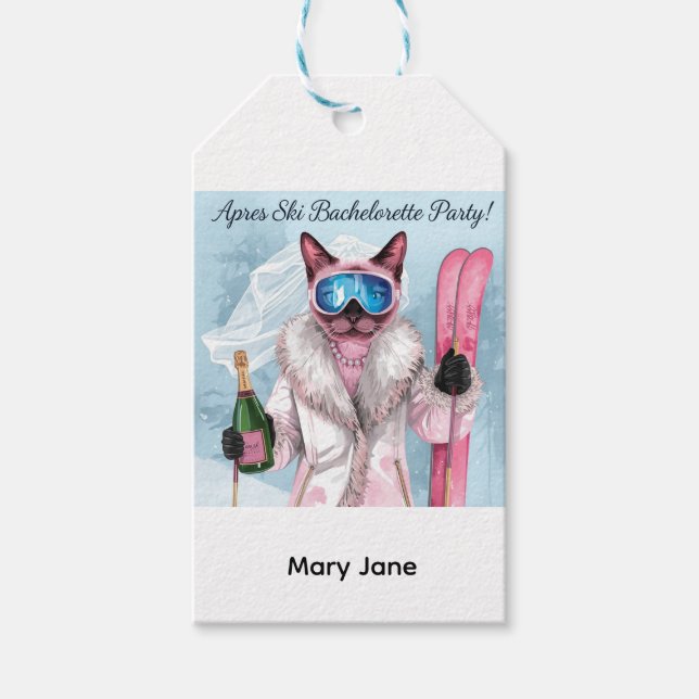 Étiquettes-cadeau Ski pour la mariée sur la pente (Devant)