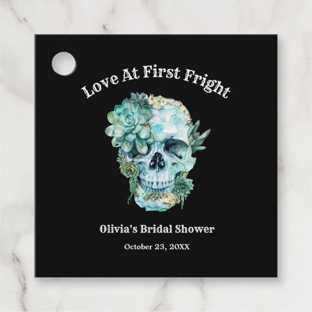 Étiquettes Cadeau Skull Love au premier frisson Fête de mariage d'Ha (Devant)
