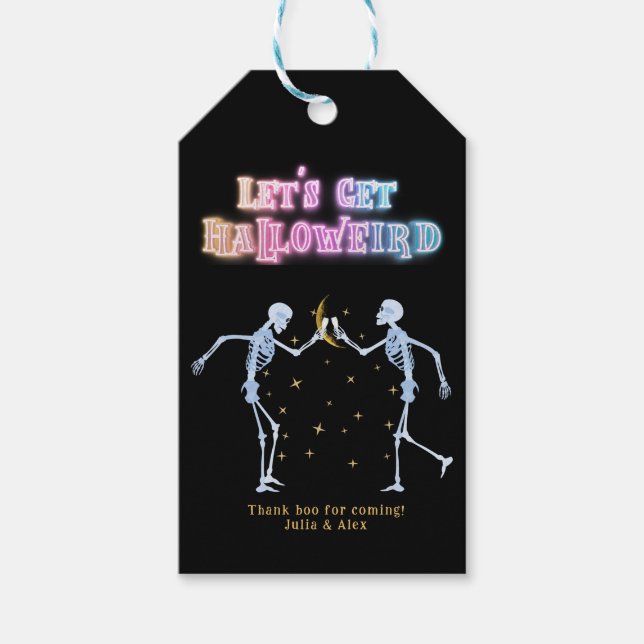 Étiquettes-cadeau Skull Neon Halloween Halloween Skeletons dansants  (Devant)