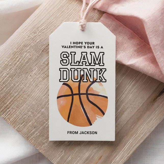 Étiquettes-cadeau Slam Dunk Basketball Sport Valentines Day (Créateur téléchargé)