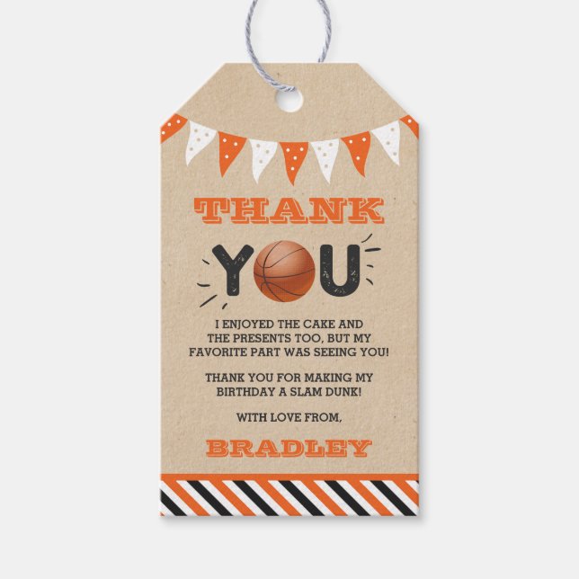 Étiquettes-cadeau Slam Dunking The Big One | Basketball Anniversaire (Devant)