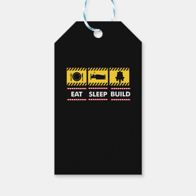 Étiquettes-cadeau Sleep Eat Build Repeat Building (Devant)