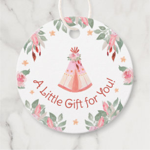 Étiquettes Cadeau Sleepover Fille de la fête du bois rose Teepee Ann