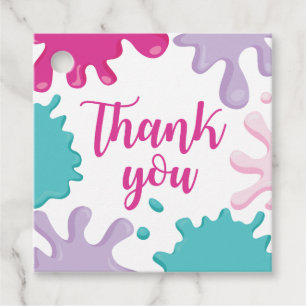 Étiquettes Cadeau Slime Anniversaire Fête Favoriser Tags rose et vio