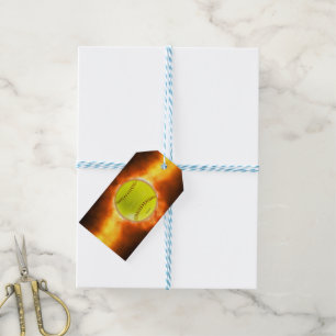 Étiquettes-cadeau SlipperyJoe's jaune balle de feu de balle de feu r