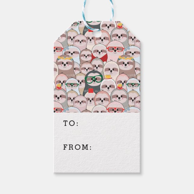 Étiquettes-cadeau Sloth Comic Motif (Devant)