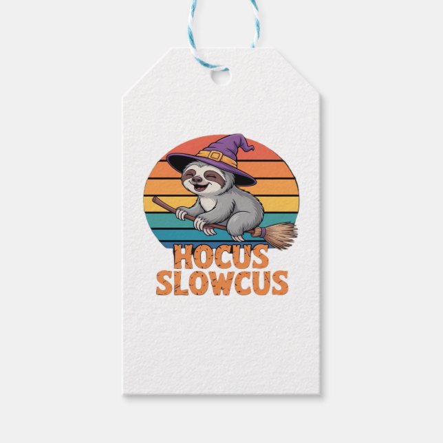 Étiquettes-cadeau Sloth mignonne sorcière drôle Halloween Essential  (Devant)