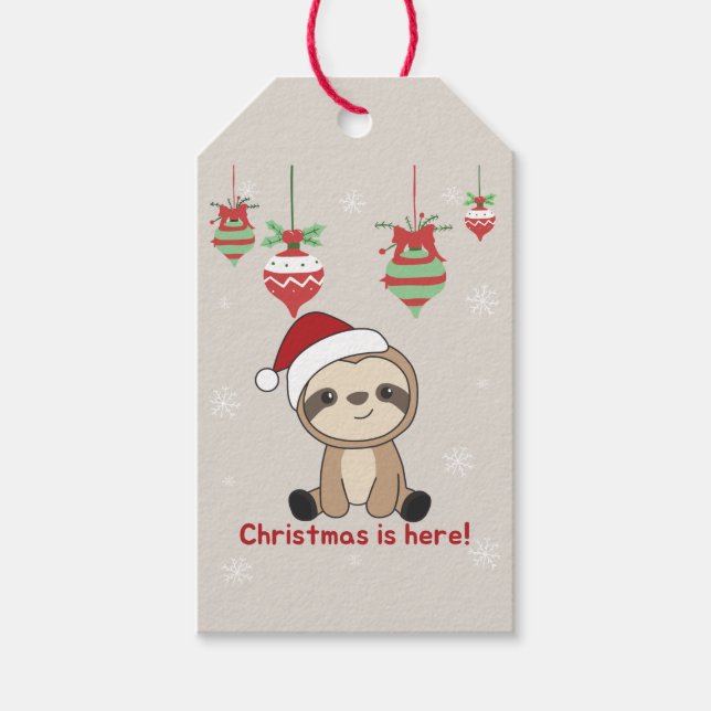 Étiquettes-cadeau Sloth Noël Neige hiver Animaux Sloths Cadeau Ta (Devant)