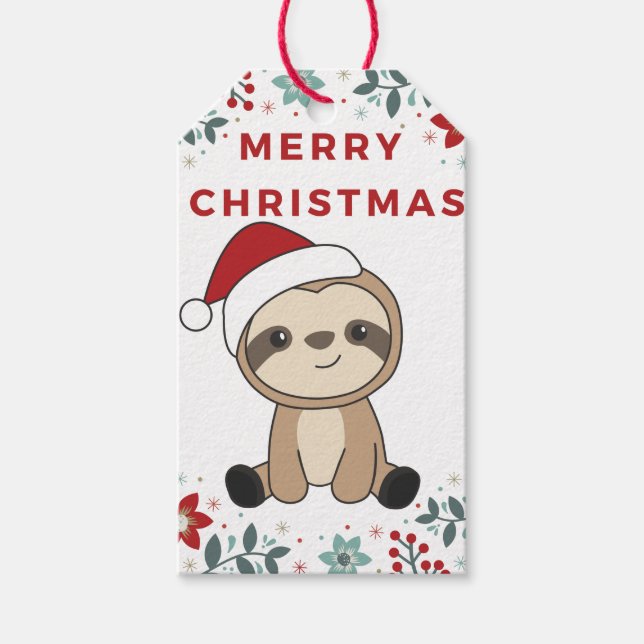 Étiquettes-cadeau Sloth Noël Neige hiver Animaux Sloths Cadeau Ta (Devant)