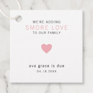 Étiquettes Cadeau Smore Love Modern Rose Heart Girl Baby shower