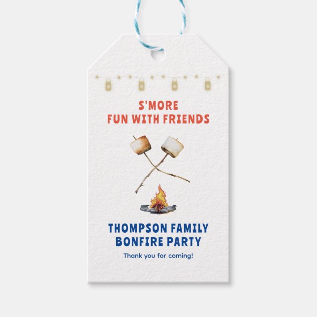 Étiquettes-cadeau S'mores Fun Bonfire Jardin Cookout Friendsgiving (Devant)
