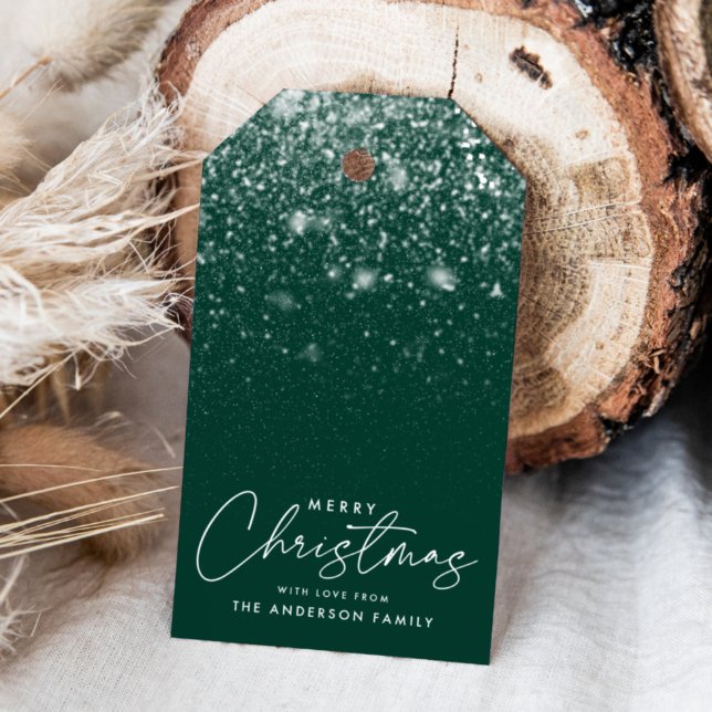 Étiquettes-cadeau Snowdrift Green Joyeux Noël (Créateur téléchargé)