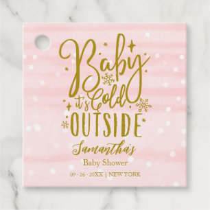 Étiquettes Cadeau Snowflakes Baby It's Cold Outside Girl Baby shower