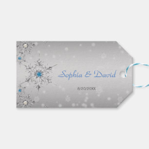 Étiquettes-cadeau Snowflakes en argent Crystals Mariage perles en ar