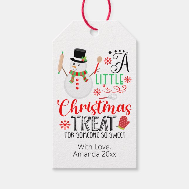 Étiquettes-cadeau Snowman Baking Un Petit Treat de Noël Sweet (Devant)