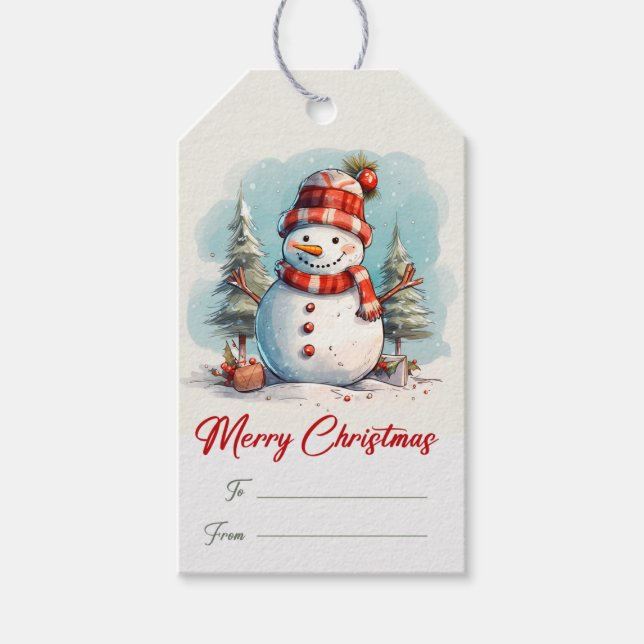 Étiquettes-cadeau Snowman Christmas Holiday Tags (Devant)