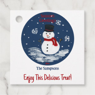 Étiquettes Cadeau Snowman Red PERSONNALISER