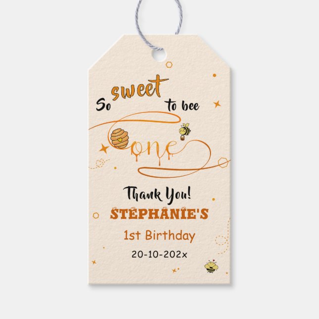 Étiquettes-cadeau So Sweet To Bee One Cute Honey Bee 1st Birthday (Devant)