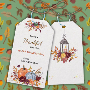 Étiquettes-cadeau So Very Thankful Bon thanksgiving Fall Cadeau Tags