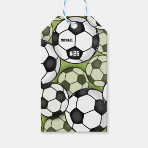 Étiquettes-cadeau Soccer Balls Motif Enfants garçons Nom Jersey Numé