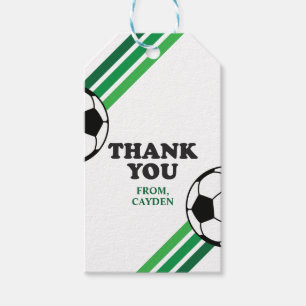 Étiquettes-cadeau Soccer Green Stripes Anniversaire Tags de faveur