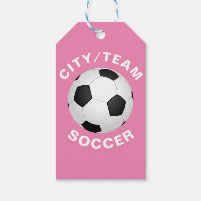 Étiquettes-cadeau Soccer Personnalisable Rose Et Blanc (Devant)