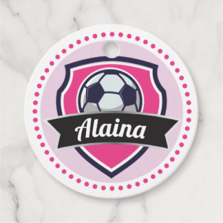 Étiquettes Cadeau Soccer Rose Girls Nom Anniversaire Fête Tags