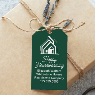 Étiquettes-cadeau Société immobilière chic verte Agent immobilier pe