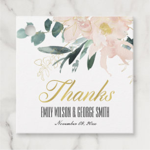 ÉTIQUETTES CADEAU SOFT BLUSH FLORAL BUNCH EAU COULEUR MARIAGE MERCI