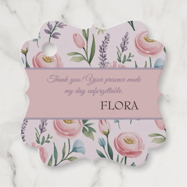 Étiquettes Cadeau Soft Pastel Floral Personalized Birthday Thank You (Devant)