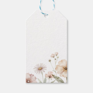 Étiquettes-cadeau Soft Wildflower Border Watercolor Background