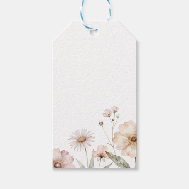 Étiquettes-cadeau Soft Wildflower Border Watercolor Background (Devant)