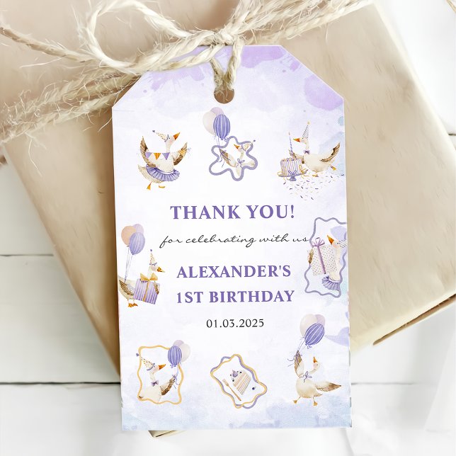 Étiquettes-cadeau Soignée Goose fête d'anniversaire (Créateur téléchargé)