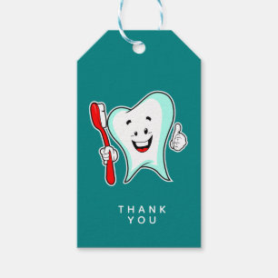 Étiquettes-cadeau Soins dentaires Bonne dent avec Merci de brosse à