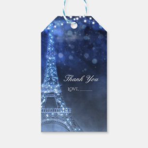 Étiquettes-cadeau Soir Bleu Nuit Enchantée à Paris Tour Eiffel
