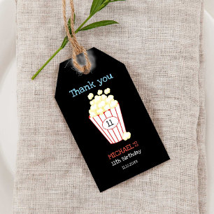 Étiquettes-cadeau Soirée cinéma Anniversaire Merci Popcorn